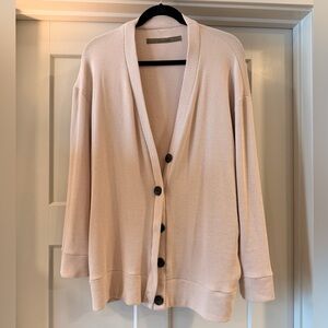 Enza Costa light ribbed cream cardigan